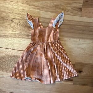 Alice + Ames Orange and White Checkered Dress with flutter sleeves